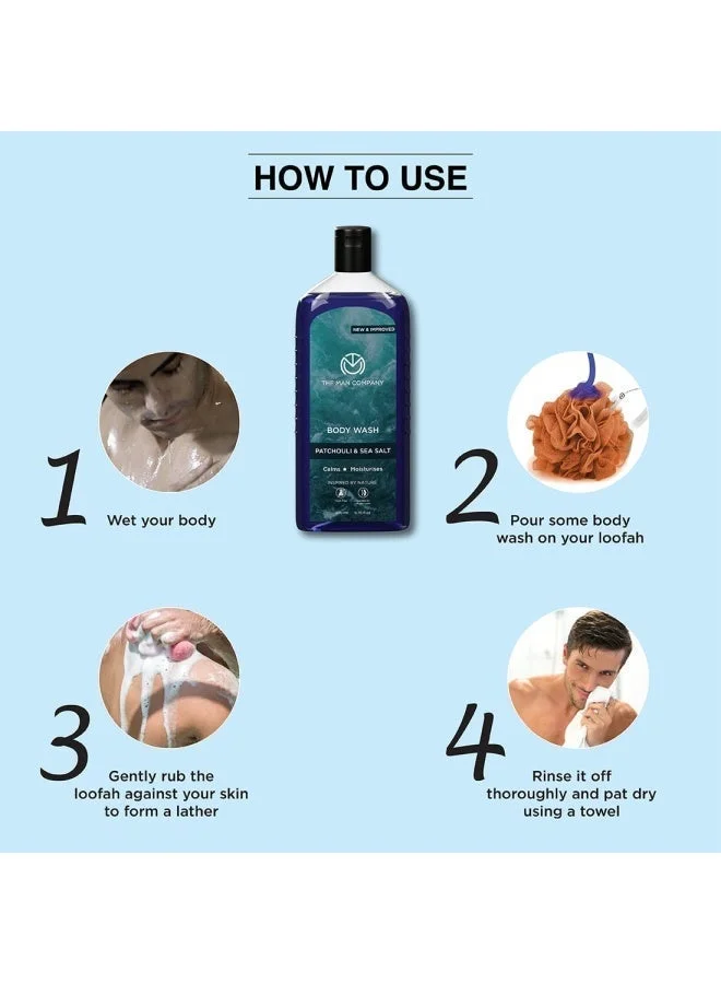 The Man Company  Patchouli & Sea Salt Perfumed Body Wash For Men - 200 Ml | Shower Gel For Deep Moisturization & Smooth Skin | Enriched With Green Tea, Turmeric & Moringa Extract  | Best Price UAE