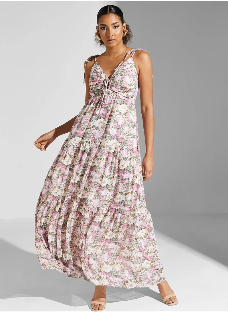 TFNC Floral Print Tiered Dress