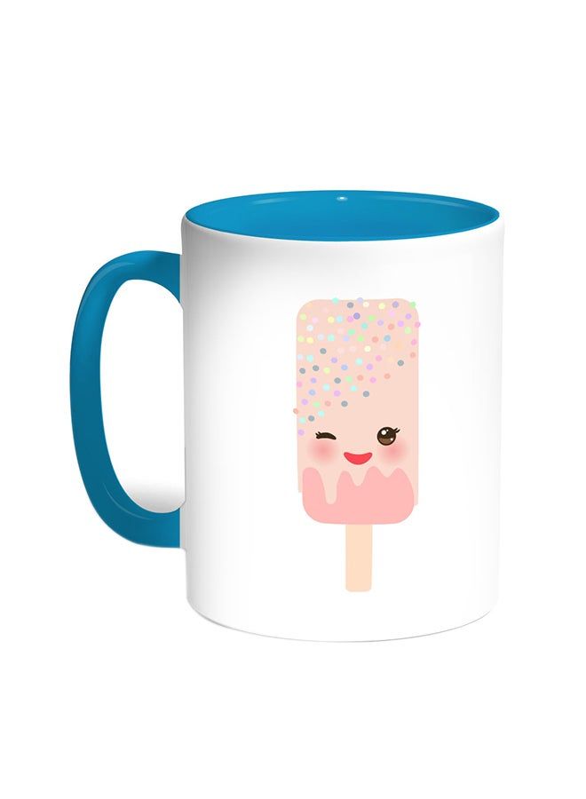 RKN Cartoon Graphics - Ice Cream Printed Coffee Mug Turquoise White 11 ounce - Image 1