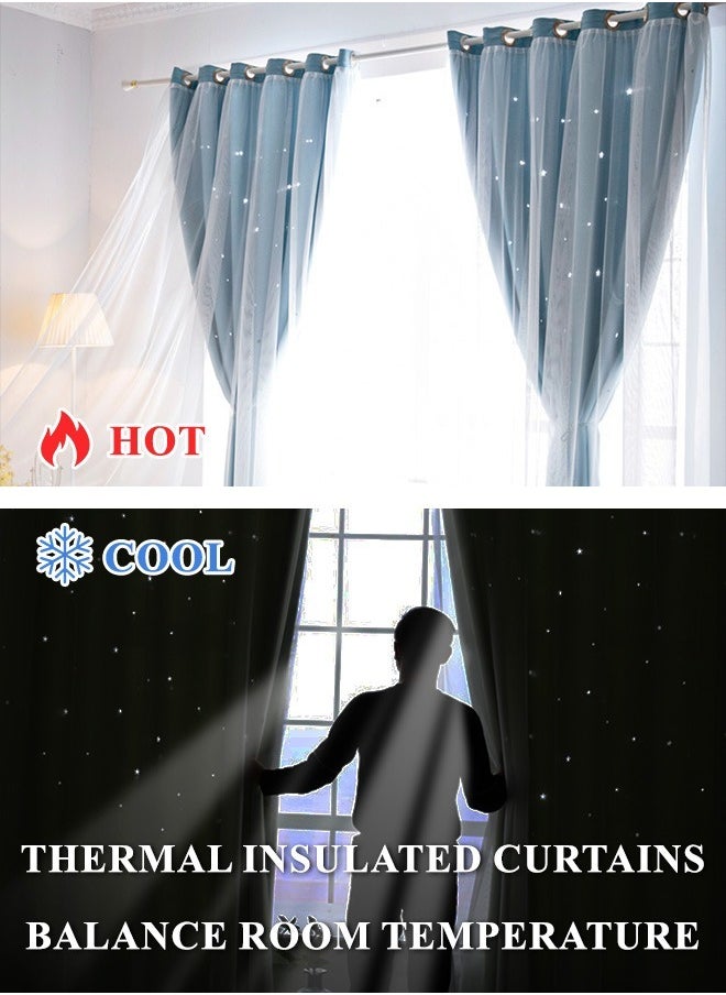 KYD - 1 Panel Blackout Curtains, Decorative Thread Foil Blackout Curtains, Thermal Insulated Room Darkening Curtains for Bedroom Living Room - Image 1