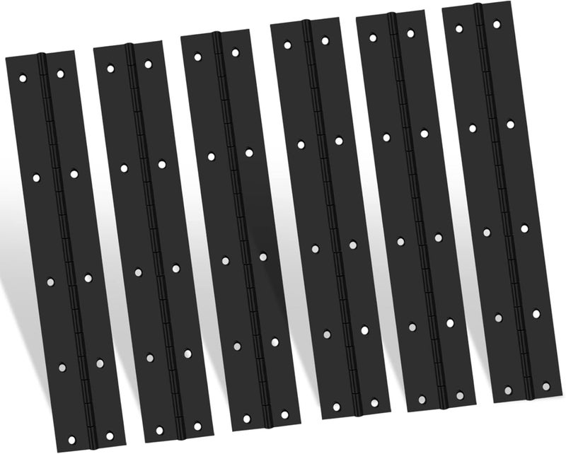 EPHECH 6Inch Black Continuous & Piano Hinge, 6PCS Heavy Duty Stainless Steel 304 Continuous Hinges Piano Boat Hinges, 0.04" Thickness Folding Cabinet Door Butt Hinge - Image 1