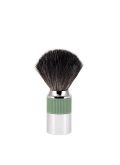 Muhle Neo Shaving Brush | Vegan Shave Brush For Shaving Soaps And Creams | Sustainable Eco-Friendly And Reusable | Exfoliating Shaving Brush | Chrome With Sage Green Silicone Grip Handle  - Image 1