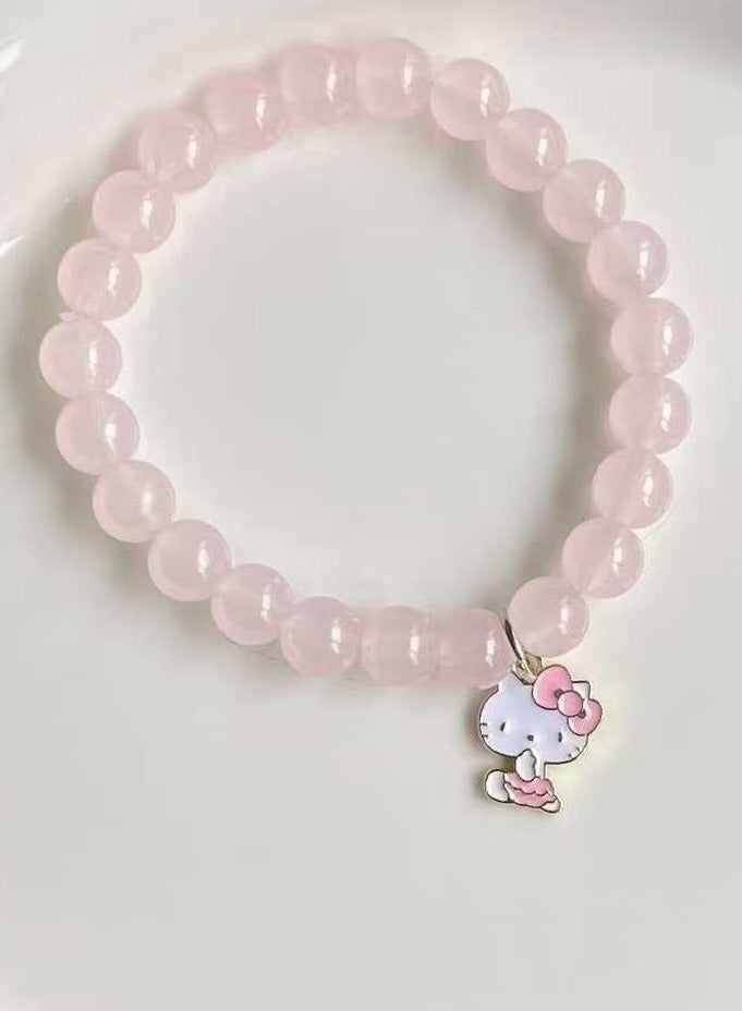 Kawaii Pink Beaded Charm Bracelet Jewelry for Girls  Teens
