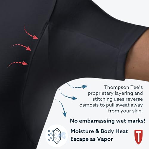 THOMPSON TEE Men's Sweatproof Undershirt - Crew Neck T-Shirt with Underarm Sweat Pads - Slim Fit - Aluminum-Free Alternative - Black - XX-Large - Image 3