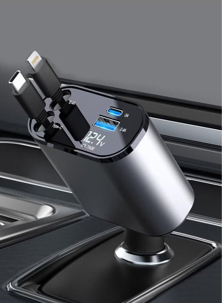 FPC 12/24V 120W Fast Car Charger with Retractable Charging Cable Fast Car Power Adapter PD20W for iPhone Type C 40W Car USB Charger Plug with iPhone, Samsung, Galaxy, Huawei, Xiaomi - Image 1