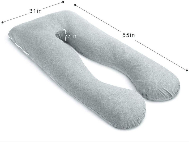 Jaipur Linen Cotton Full Body Pregnancy Pillow, U Shaped Maternity Pillow for Pregnant Women and Back Pain - (Grey, King) - Image 2