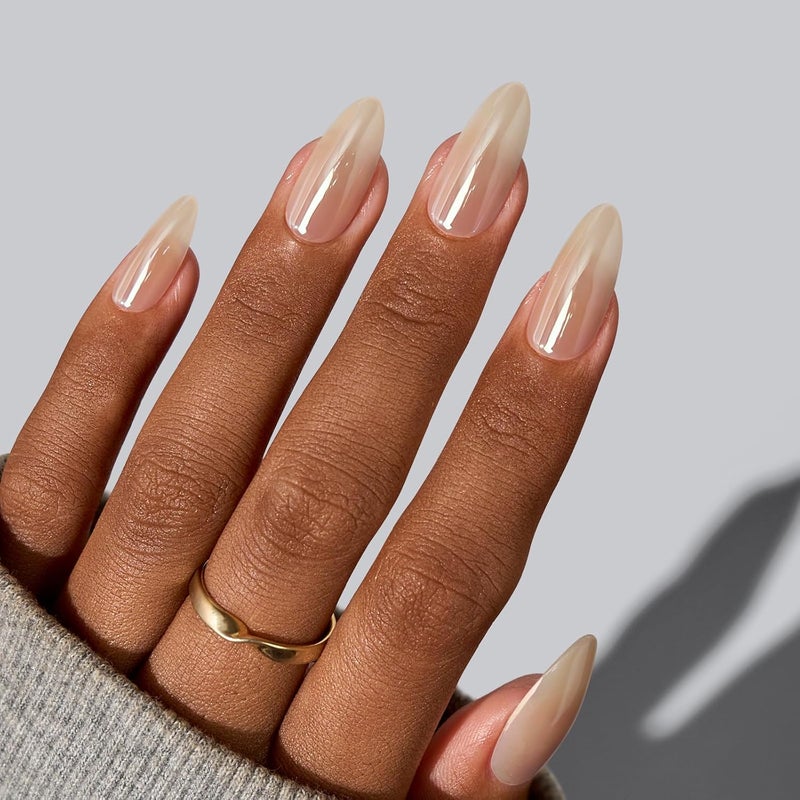 BTArtbox Soft Gel Press on Nails Almond Chrome Glue On Fake Nails, Light Weight & Fit Perfectly, Medium Natural, Nude, 15 Sizes - 30 Nail Kit, Glazed Donut Safe material - Image 3