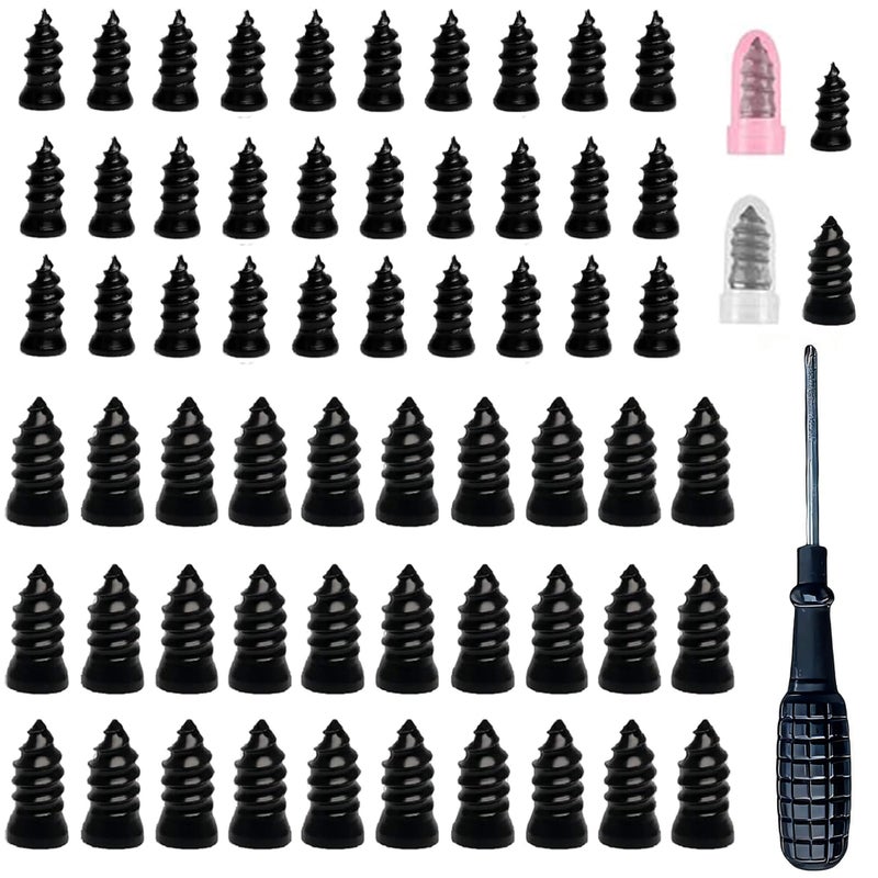 LOGOL 60PCS Tire Repair Rubber Nails Kit .Tire Repair Screws Kit with Box and Screwdriver, Self Screw in Tire Repair Plugs for Car, Motorcycle, Truck, Tractor Tire Puncture Repair - Image 1
