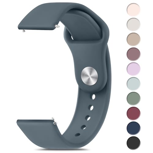 Tobfit Straps for Amazfit Bip/Bip 3/Bip 3 Pro/Bip/Bip U/Bip U Pro Watch Strap, 20mm Silicone Breathable Replacement Strap for Amazfit GTR 42mm/ GTS 2 Mini/2/2e/3/4/4 Mini - Blue-Gray - Image 1