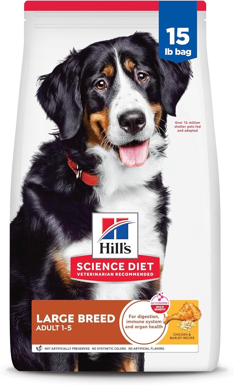 Hills Science Diet Large Breed Adult 15 Large Breed Premium Nutrition Dry Dog Food Chicken  Barley 15 lb Bag - Image 1