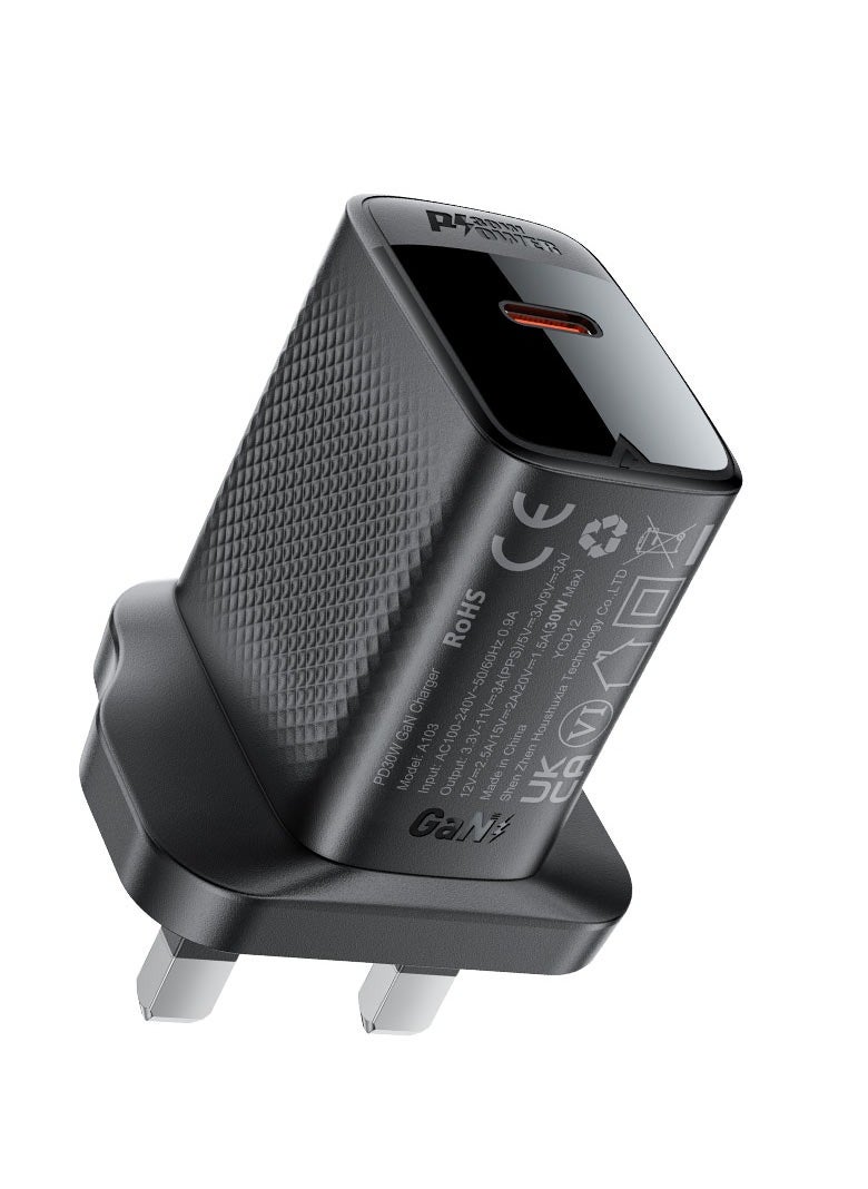 Fast Charge Wall Charger A103 PD30W GaN 1xUSB-C UK