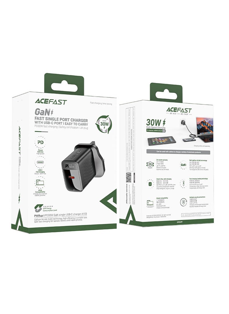 Fast Charge Wall Charger A103 PD30W GaN 1xUSB-C UK