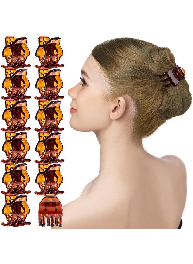 RC ROCHE ORNAMENT 12 Pcs Womens Criss Cross 3 Claw Hair Clips Secure Strong Hold No Slip Jaw Teeth Accessories Accessory Girls Ladies Plastic Fashion Medium Brown - Image 1