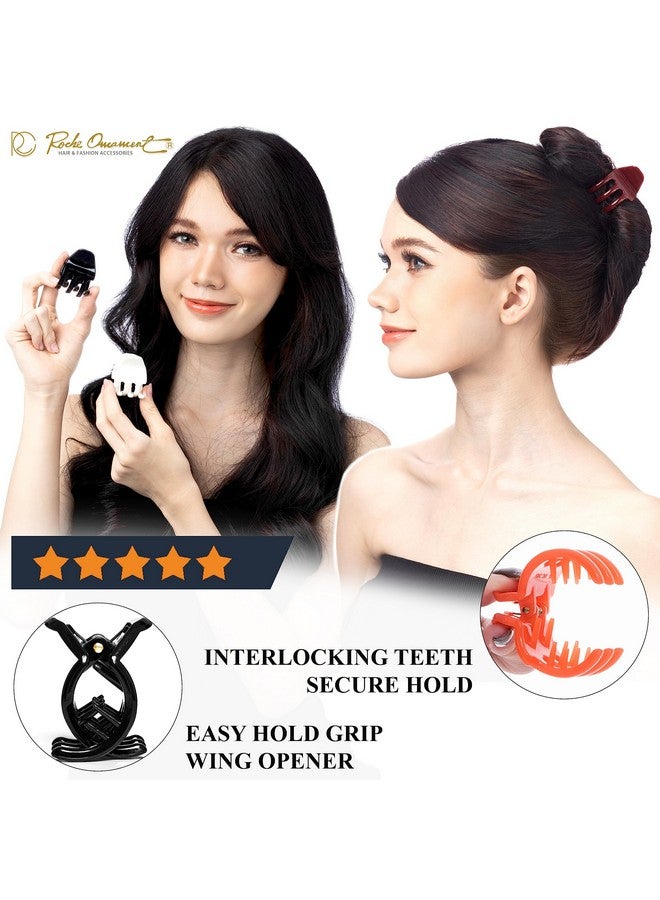RC ROCHE ORNAMENT 12 Pcs Womens Criss Cross 3 Claw Hair Clips Secure Strong Hold No Slip Jaw Teeth Accessories Accessory Girls Ladies Plastic Fashion Medium Brown - Image 2
