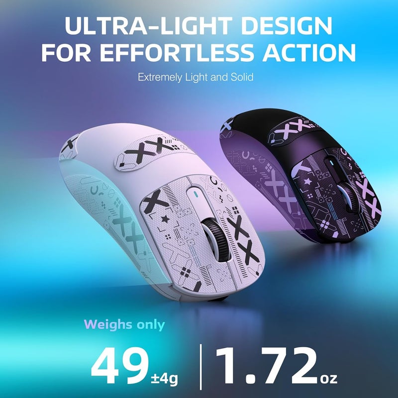 MANBASNAKE ATTACK SHARK X3 Lightweight Wireless Gaming Mouse, 49g Tri-Mode Bluetooth/2.4G/USB-C Wired Mouse, PAW3395 26K DPI Sensor, 200h Battery Life, Programmable Buttons, Griptape for PC/Laptop/Mac - Image 3