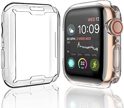 PEFKO PSS93 Flexible Shocked Proof Silicone TPU Watch Case Cover with Screen Protector Temper Compatible with Apple iWatch Series Ultra 8 7 6 5 4 3 2 1 SE (41MM, Transparent) - Image 1