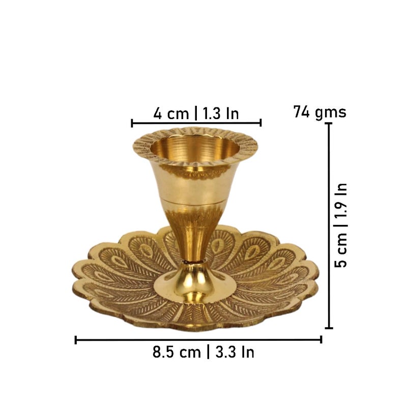 Putrika Brass Candle Holder Stand Antique Set Christmas Pooja Puja Decorative Home Decoration Best Return Gift for Living Bedroom Dining Room Peacock Candle Holder Pack of 2 - Image 4