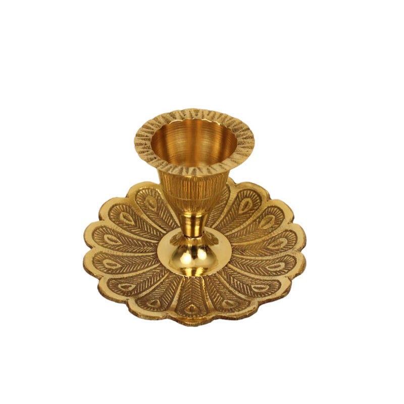 Putrika Brass Candle Holder Stand Antique Set Christmas Pooja Puja Decorative Home Decoration Best Return Gift for Living Bedroom Dining Room Peacock Candle Holder Pack of 2 - Image 5