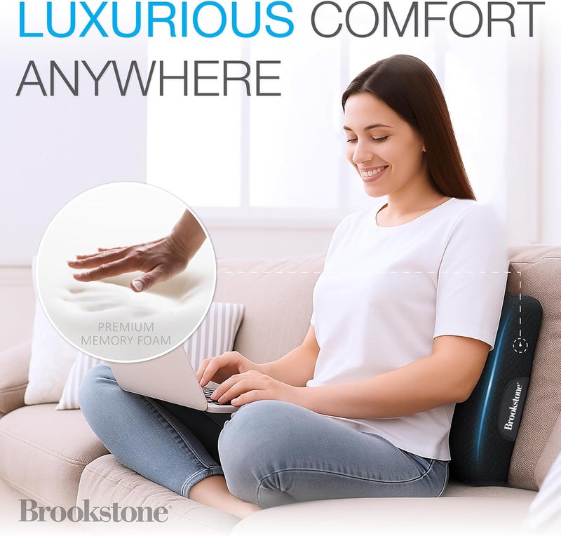 Brookstone BK1209 - Luxurious Lumbar Support Pillow for Car or Office Chair, Back Cushion with Premium Grade Memory Foam, Breathable and Washable Cover, Adjustable Strap - Image 3