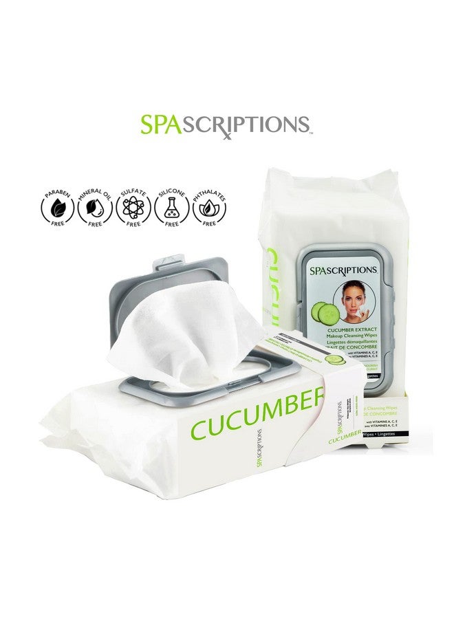spascriptions Cucumber Makeup And Face Cleansing Wipes Usable As Even Waterproof Mascara Cleanser Wipes Face Wipes For Women For Beauty Personal Care Gentle And Effective Makeup Cleanser 60 Ct. 1 Pack - Image 3