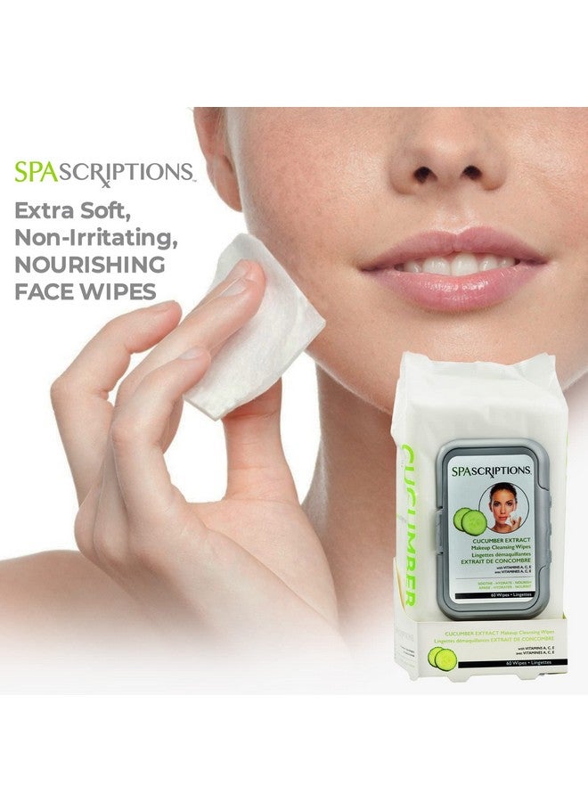 spascriptions Cucumber Makeup And Face Cleansing Wipes Usable As Even Waterproof Mascara Cleanser Wipes Face Wipes For Women For Beauty Personal Care Gentle And Effective Makeup Cleanser 60 Ct. 1 Pack - Image 5