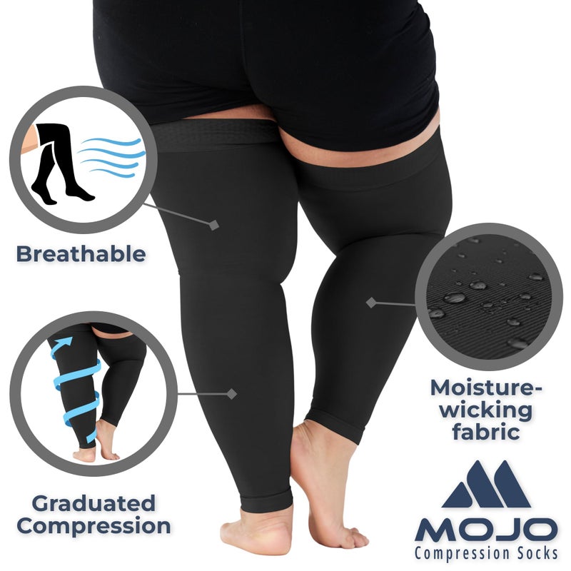 Mojo Compression socks Mojo - Compression Socks Footless for Women and Men 20-30mmHg - Medical Graduated Support Compression Leg Sleeve for Nurses, Swelling, Lymphedema - Black, 7X-Large - A609 - Image 3