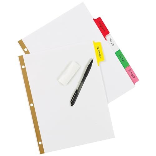 Avery Big Tab Write & Erase Dividers for 3 Ring Binders, 5-Tab Set, Multicolor Divider Tabs, Great for Organizing Projects, Reports, Finances, and More (6-Pack of 23076) - Image 2