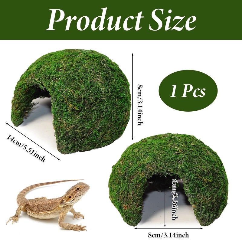 Hollima Reptile Moss Hideout, Half Round Reptile Cave for Hiding, Moss-Covered Shelter to Ensure The Safety and Comfort of Reptiles for Lizards Snakes Frogs and Rodents - Image 2