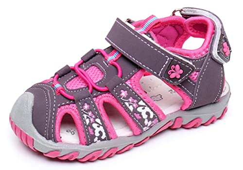Apakowa Kids Girls Sandals Soft Sole Closed Toe Sandals Summer Shoes with Arch Support (Toddler/Little Kid) (Color : Y607PURPLE, Size : 12 M US Little Kid) - Image 1