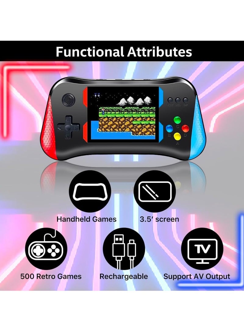 Vparty Handheld Game Console, 3.5" Portable Handheld Video Game Console with 500 Classic Games, Retro Game Consoles for Boys and Girls, Ideal Travel Companion  - Image 3