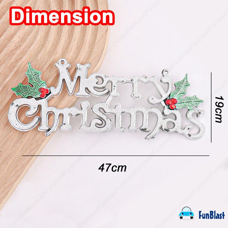 FunBlast FunBlast Christmas Decorations Hanging Signs - Pack of 1 Christmas Door Sign, Merry Christmas Welcome Sign for Holiday Xmas Door Decor Signs for Christmas Tree (Silver) - Image 2