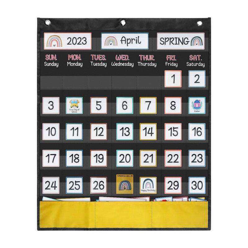 Educational Kids Calendar Classroom Decoration Black Rainbow 