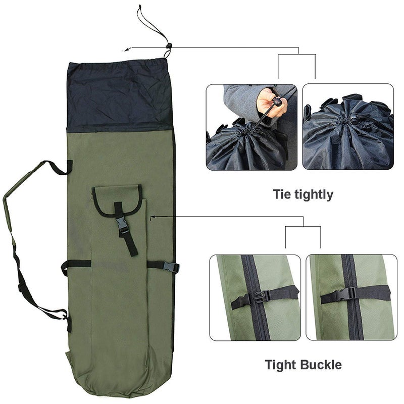 Allnice Durable Canvas Fishing Rod & Reel Organizer Bag Travel Carry Case Bag- Holds 5 Poles & Tackle, Khaki Green, Classic - Image 5