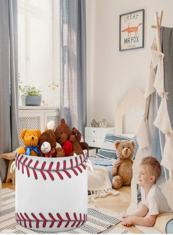 visesunny Baseball Sport Laundry Baskets Fabric Storage Bin Storage Box Collapsible Storage Basket Toy Clothes Shelves Basket for Bathroom,Bedroom,Nursery,Closet,Office - Image 3