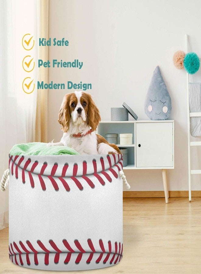 visesunny Baseball Sport Laundry Baskets Fabric Storage Bin Storage Box Collapsible Storage Basket Toy Clothes Shelves Basket for Bathroom,Bedroom,Nursery,Closet,Office - Image 2