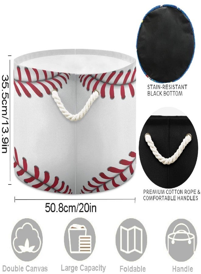 visesunny Baseball Sport Laundry Baskets Fabric Storage Bin Storage Box Collapsible Storage Basket Toy Clothes Shelves Basket for Bathroom,Bedroom,Nursery,Closet,Office - Image 5