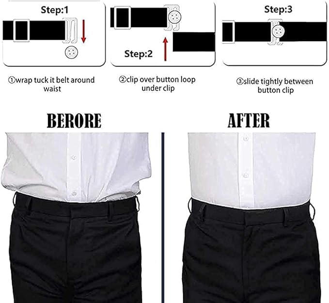 Aadikart Adjustable Belt for Men and women |Unisex Shirt Tucker belt strap Maximum Strech| Advanced Tucker Shirt Stay Tuck in Adjustable Belt, Garter Elastic Strecheable Belt (Black, Free, 2, Centimeters) - Image 3