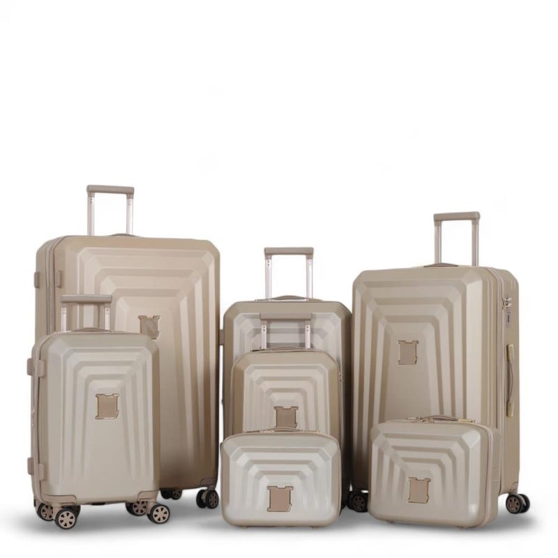 Dima 7-piece luggage set, including 5 trolley bags and 2 makeup bags, with double covers and an expansion zipper. - Image 1