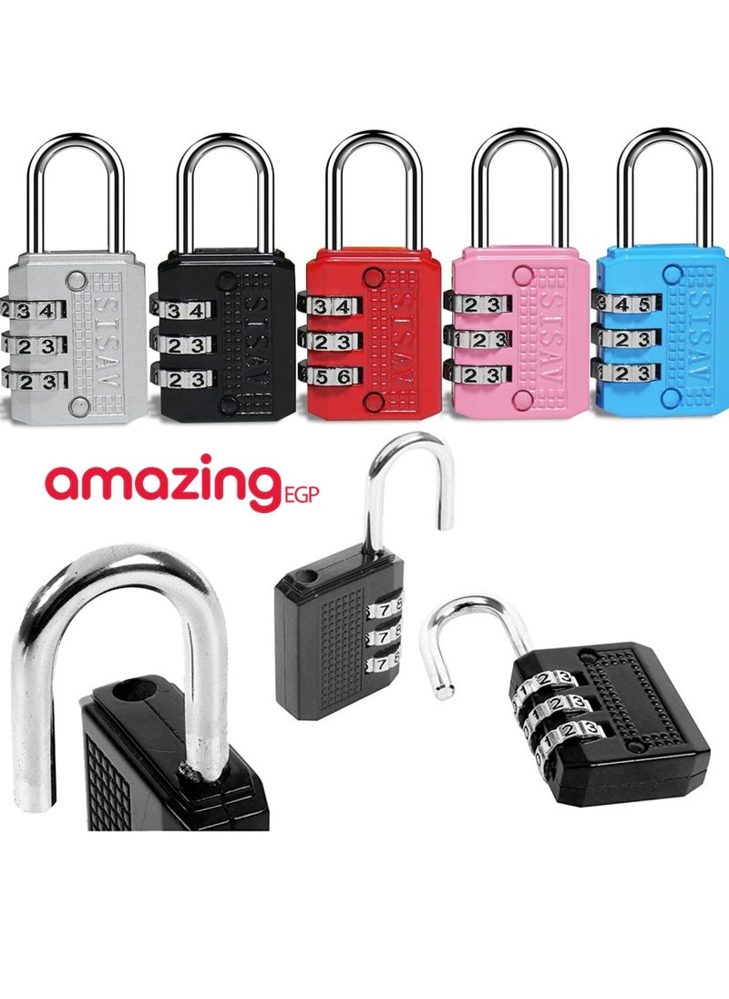 amazing.EGP - THE PACK | Luggage Code Lock Padlock Mini Anti-Theft Lock Zinc Alloy Security 3 Combination Multifunctional Code Lock Travel Suitcase Luggage Wardrobe Padlock (Black) - Image 1