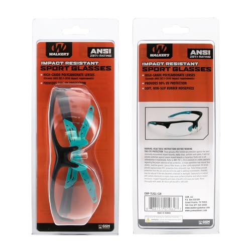 Walker's Unisex Teal Impact Resistant Sport Glasses | Durable Non-Slip Rubberized Frame UV Protection Shooting Outdoor Sports Glasses w/ Clear Lenses - Image 5
