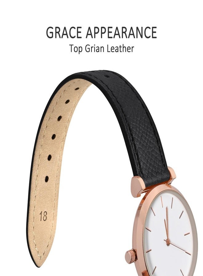 WOCCI 20mm Grace Watch Band for Ladies, Top Grain Leather, Quick Release Replacement Strap with Gold Buckle (Black) - Image 3