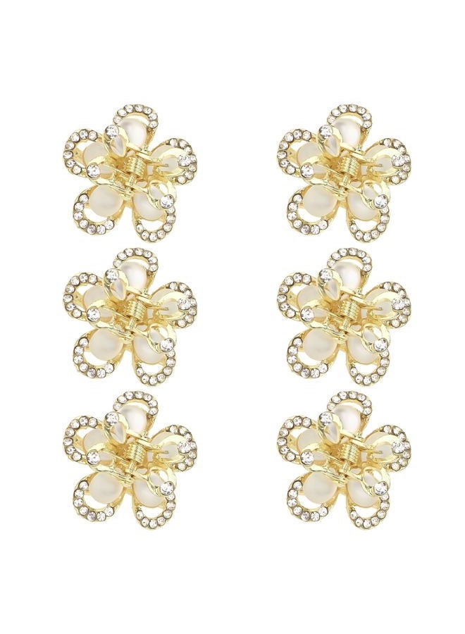 ANBALA Opal Rhinestone Hair Clips, Opal Crystal Hair Clamps, Fancy Small Flower Claw Clips for Thick Thin, Long or Short Hair, Pack of 6 - Image 1