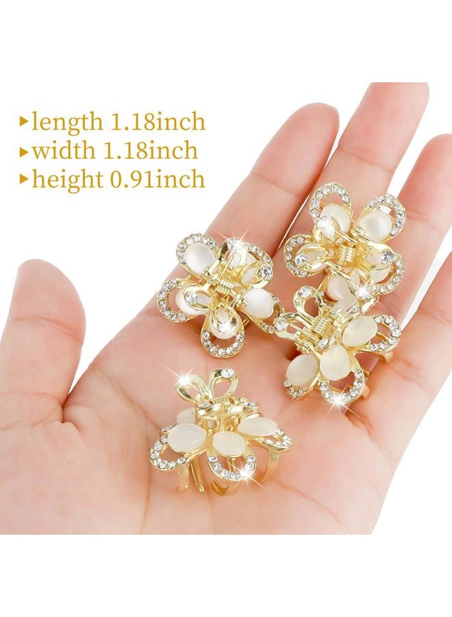 ANBALA Opal Rhinestone Hair Clips, Opal Crystal Hair Clamps, Fancy Small Flower Claw Clips for Thick Thin, Long or Short Hair, Pack of 6 - Image 2