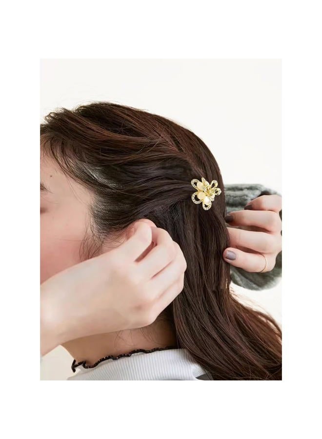 ANBALA Opal Rhinestone Hair Clips, Opal Crystal Hair Clamps, Fancy Small Flower Claw Clips for Thick Thin, Long or Short Hair, Pack of 6 - Image 3
