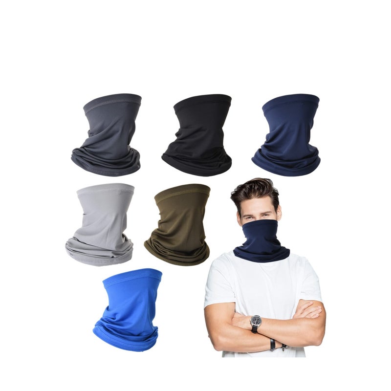 SOLARAE Face Cover Scarf, 6 PCS Multifunctional Headwear Bandana Sun UV Protection Face Masks, Neck Gaiter, Scarf Sunscreen Breathable Bandana, Sun Protection Cycling Running for Men Women - Image 1