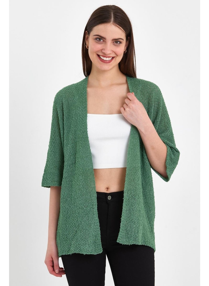 Odelon Bat Sleeve Casual Spring Women's Water Green Knitwear Cardigan  - Image 3