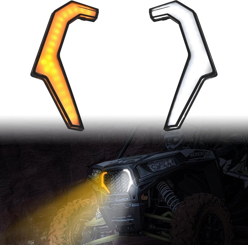 POKIAUTO Grille Accent Lights for Polaris RZR XP 1000 & RZR 900 - LED Fang Lights Assembly (2PCS) - Image 1