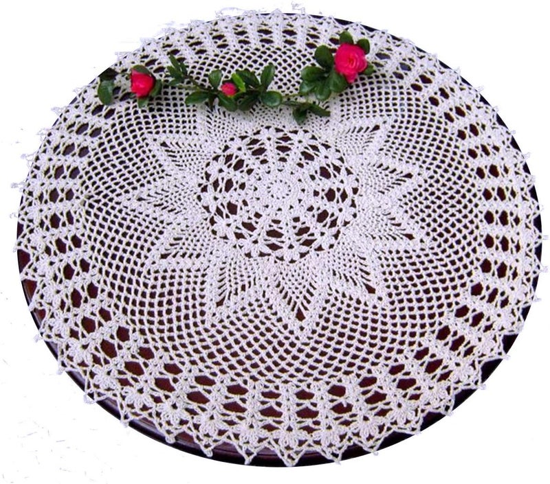 Laivigo New Handmade Crochet Lace Round Table Cloth Doilies Doily24 InchWhite - Image 1