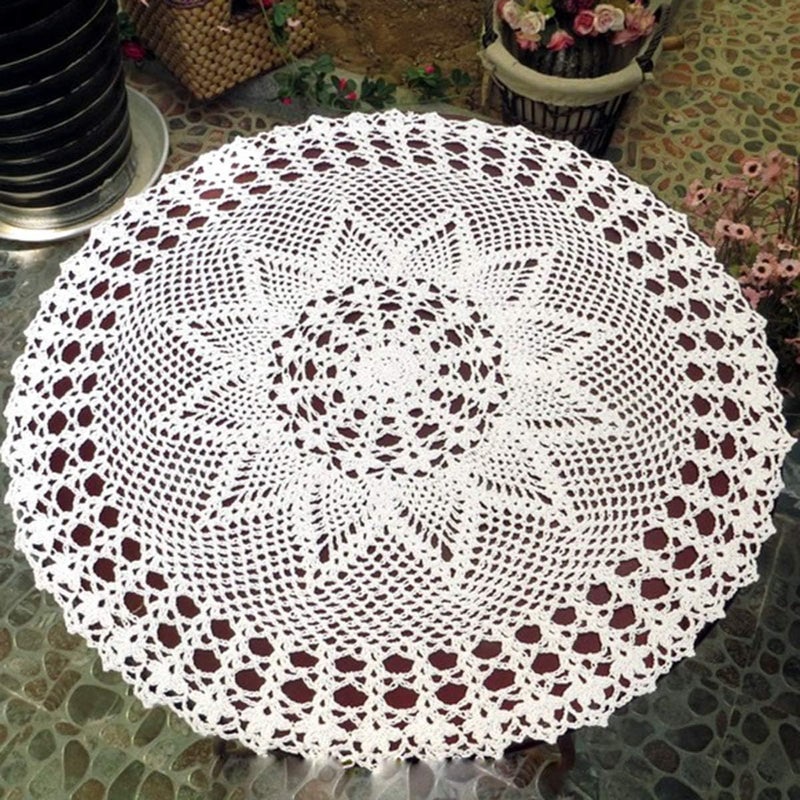 Laivigo New Handmade Crochet Lace Round Table Cloth Doilies Doily24 InchWhite - Image 3