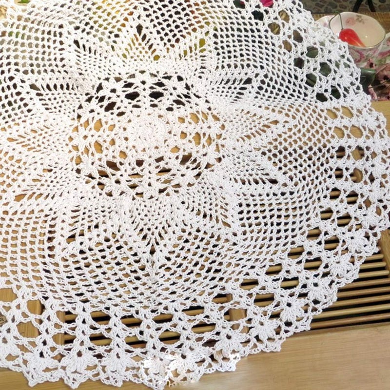 Laivigo New Handmade Crochet Lace Round Table Cloth Doilies Doily24 InchWhite - Image 4
